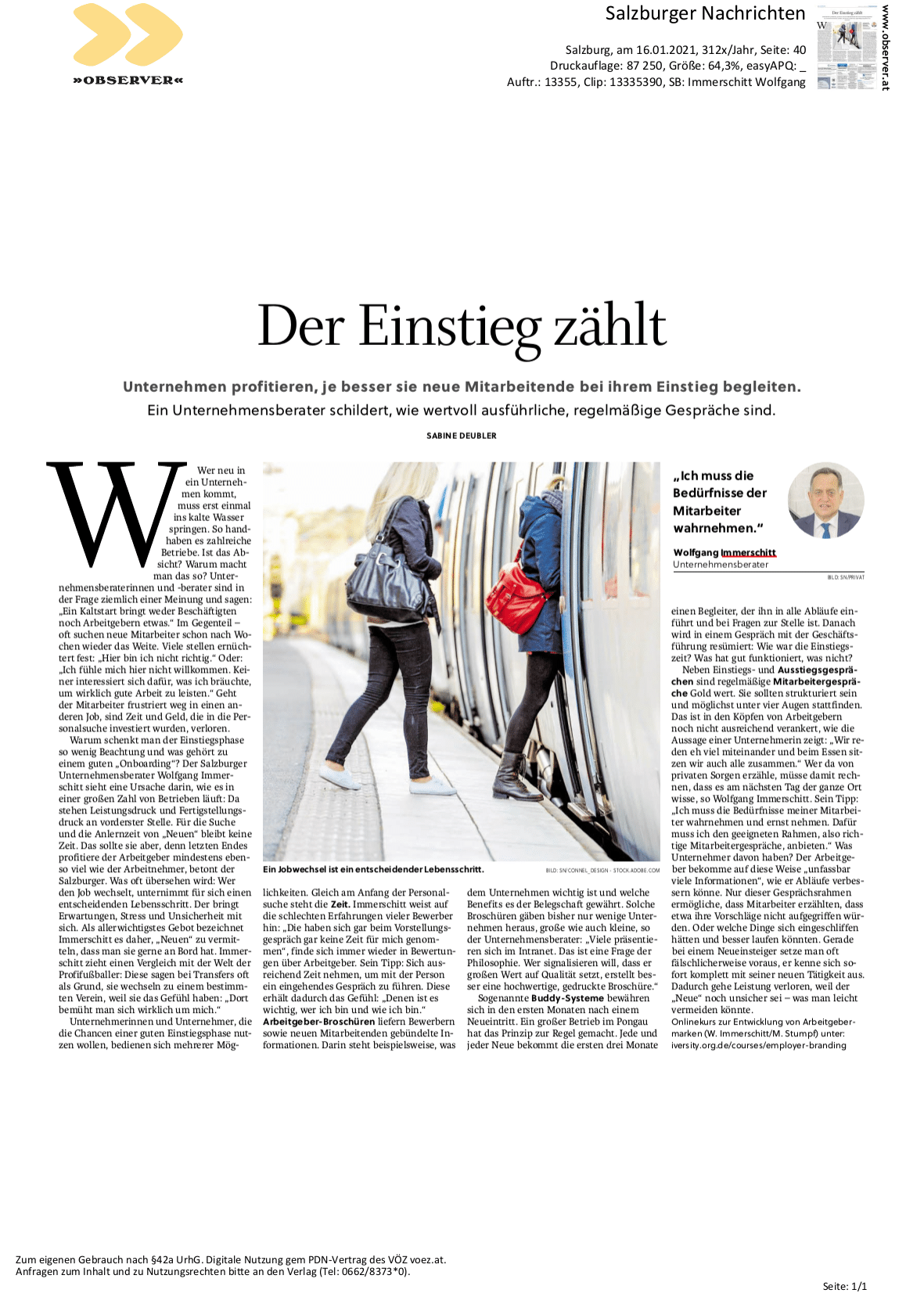 Der Einstieg zählt